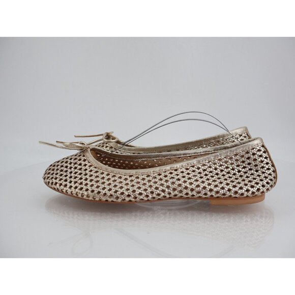 Bruno Magli Janina Ballet Flats Womens SIze 39 9 M Gold Perforated Leather Bow - Picture 4 of 11